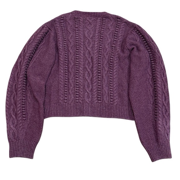 NWT Polo Ralph Lauren Cable Bubble Knit Cardigan XL Purple Wool Alpaca Fisherman - Picture 11 of 11
